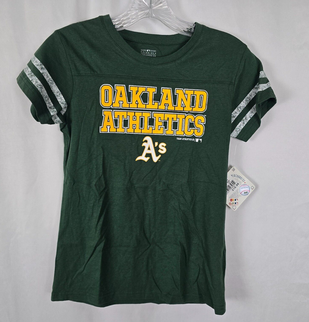 Team Athletics Oakland A's T-Shirt Girls XL (14/16) Green Gold Short Sleeve NWT